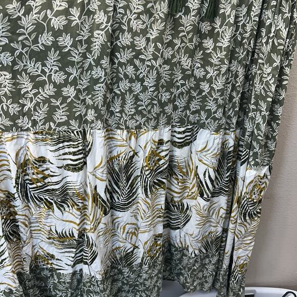 Kaktus Dress Sz XXL Tiered Floral Maxi Cottagecore Tropical Boho Vacation Green - Picture 4 of 7